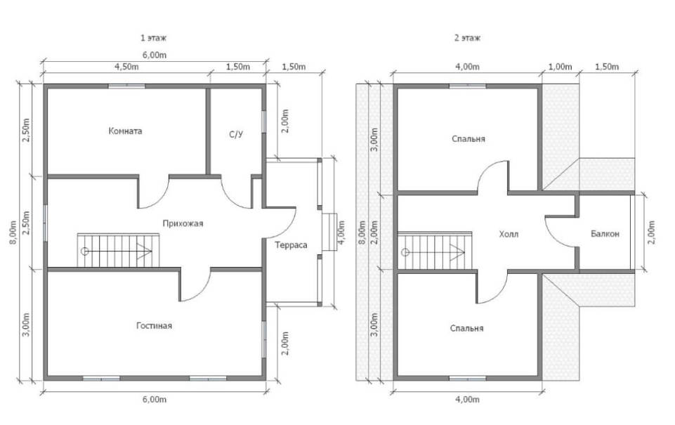 Каркасный дом 6х8м с мансардным этажом и террасой 1.5х4 м - 7
