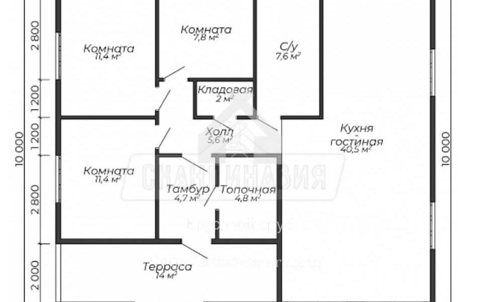 Каркасный одноэтажный дом, размером 10х12м - 17